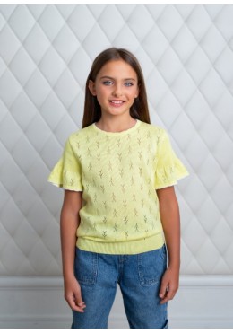 TopHat лимонна футболка для дівчинки із м'якої пряжі 21009